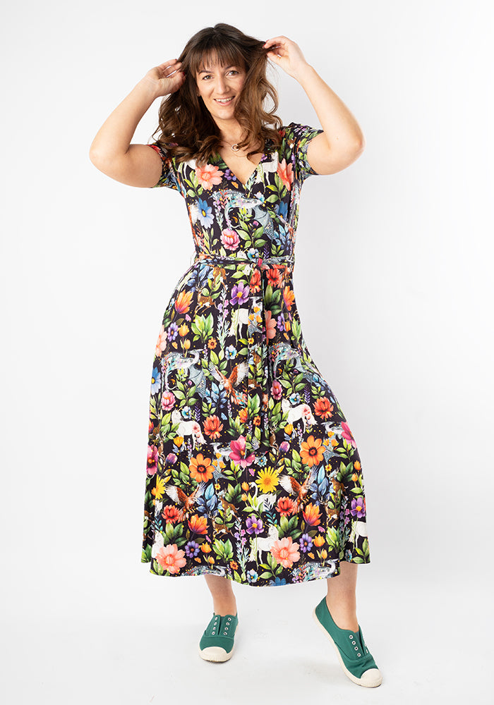 Hartwell Unicorn Flowers Print Viscose Midi Dress