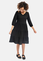 Hattie Black Tiered Hem Dress