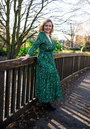 Havana Scribble Skin Print Tiered Hem Midaxi Dress