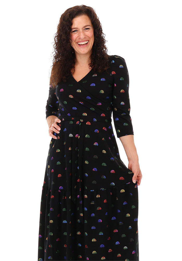 Haven Rainbow Foils Print Cotton Midaxi Dress