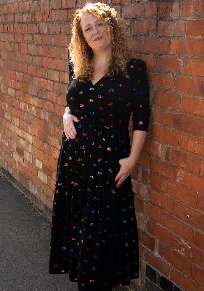 Haven Rainbow Foils Print Cotton Midaxi Dress