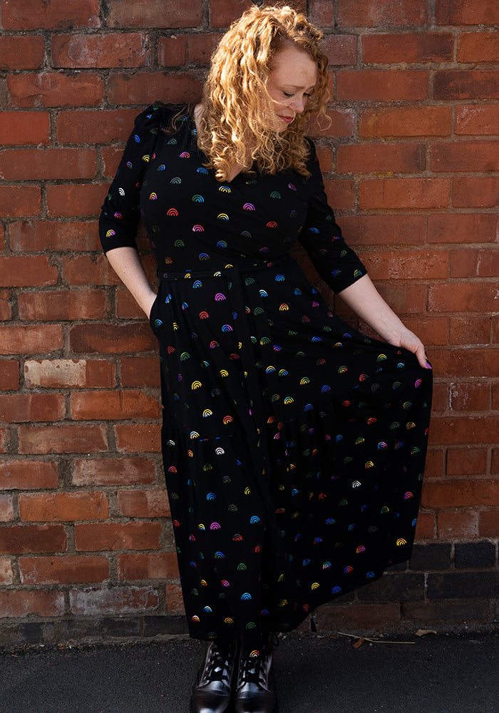 Haven Rainbow Foils Print Cotton Midaxi Dress