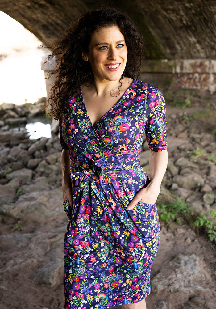 Hayes Peacock Rainbow Garden Print Dress