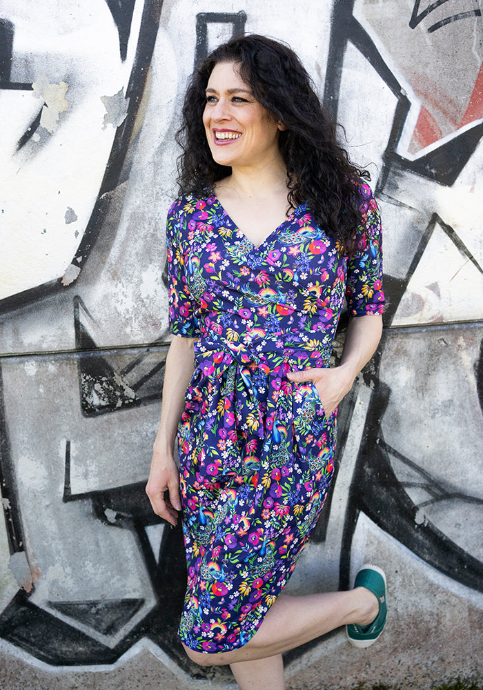 Hayes Peacock Rainbow Garden Print Dress