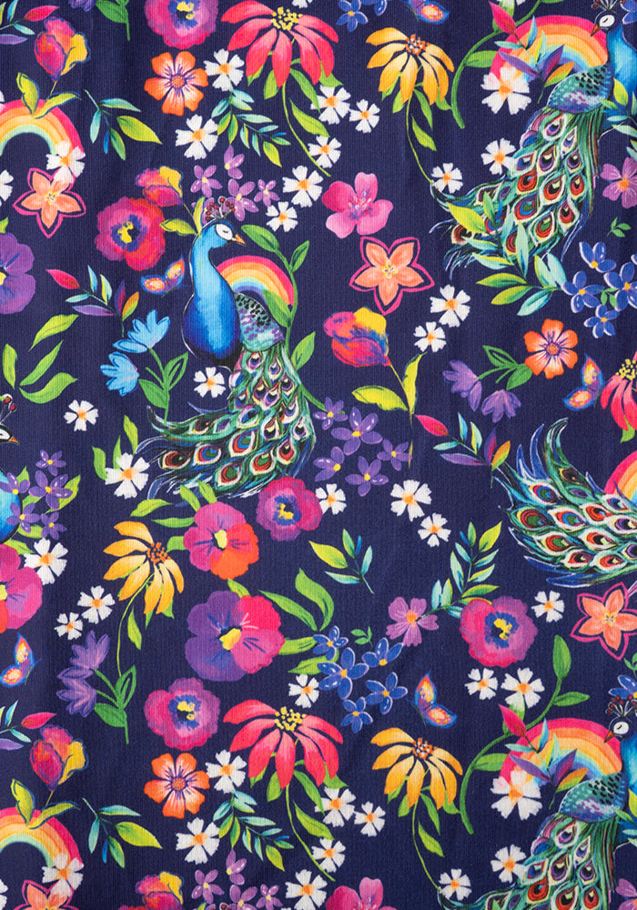Hayes Peacock Rainbow Garden Print Dress