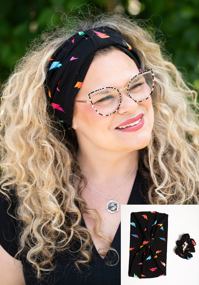Front view of Popsy Headband &amp; Scrunchie Set