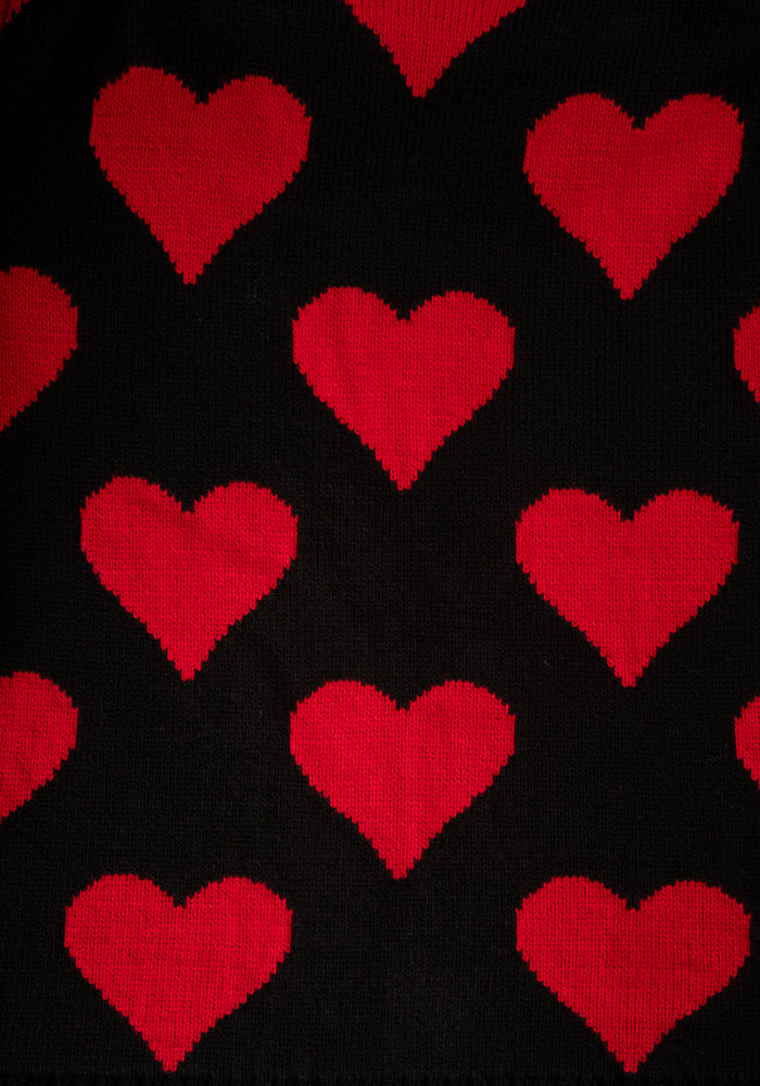 Heart Knit Cardigan Black/Red