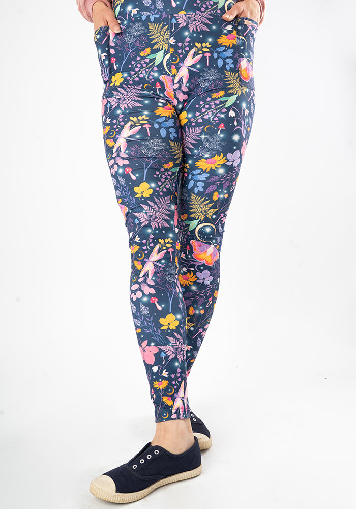Fifth angle of Heath Purple Magical Moth Print Popsy Leggings