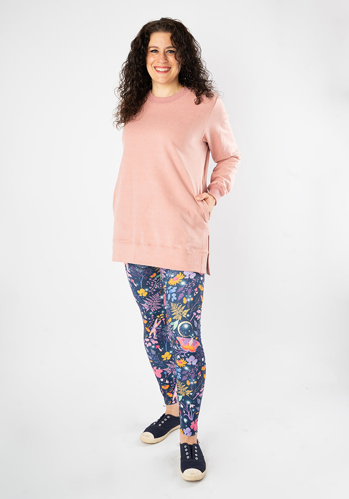 Fourth angle of Heath Purple Magical Moth Print Popsy Leggings