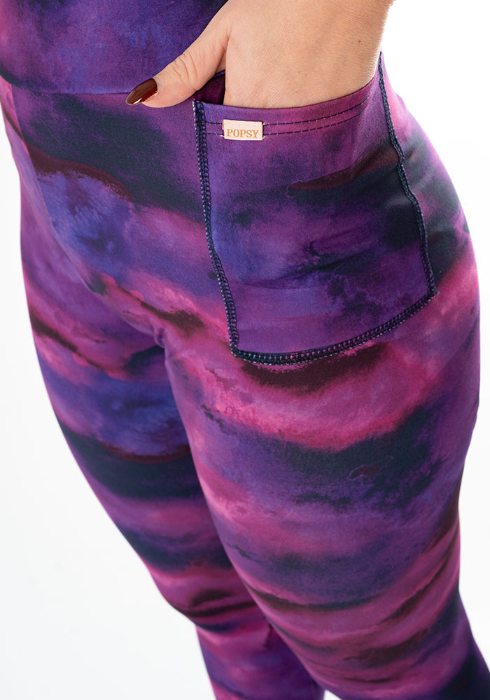 Third angle of Heath Purple Ombre Print Leggings