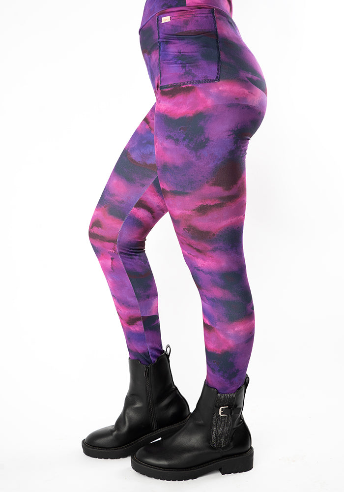 Front view of Heath Purple Ombre Print Leggings