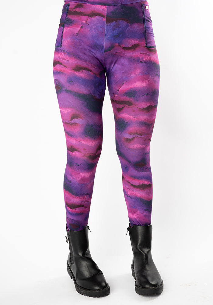 Fourth angle of Heath Purple Ombre Print Leggings