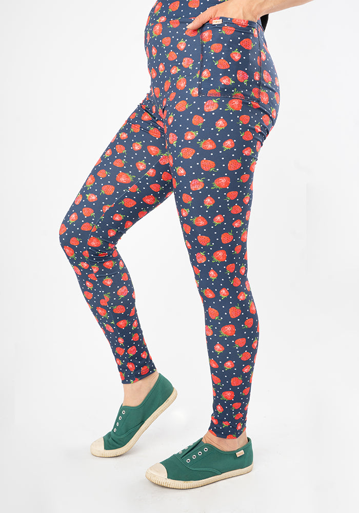 Fifth angle of Heath Strawberry Print Popsy Leggings
