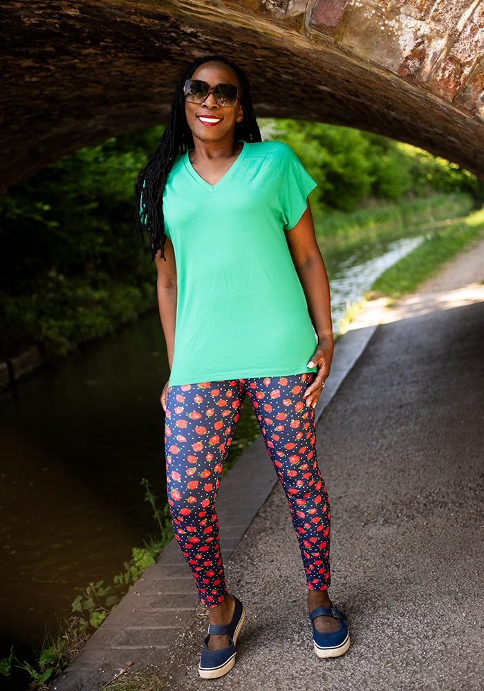 Fourth angle of Heath Strawberry Print Popsy Leggings