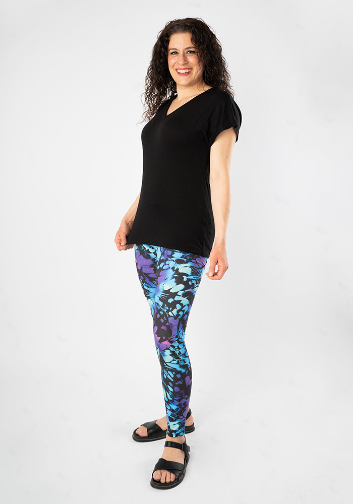 Third angle of Heath Abstract Butterfly Print Popsy Leggings