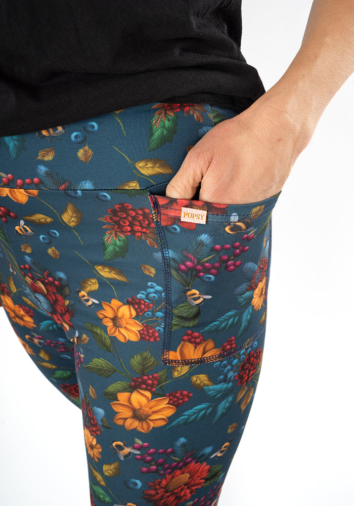 Third angle of Heath Bee &amp; Berry Print Leggings