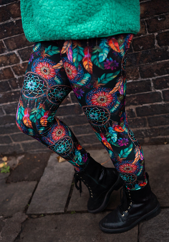 Front view of Heath Dream Catcher Print Leggings
