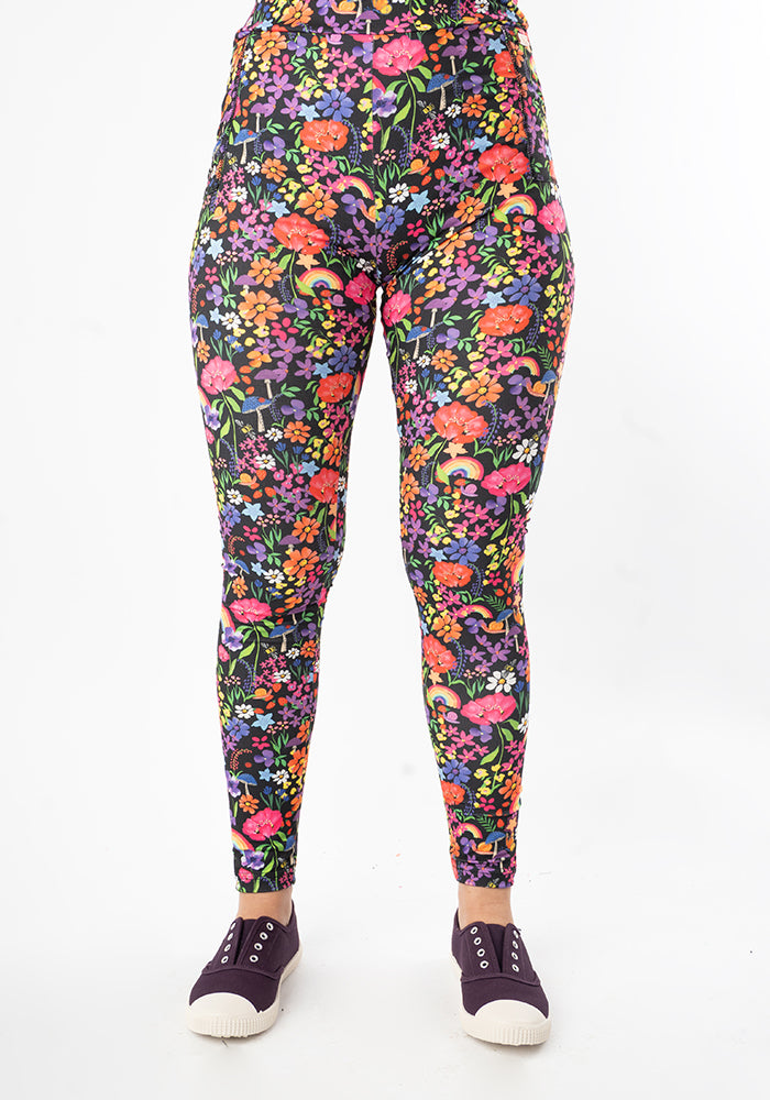 Second angle of Heath Garden Rainbow Print Leggings