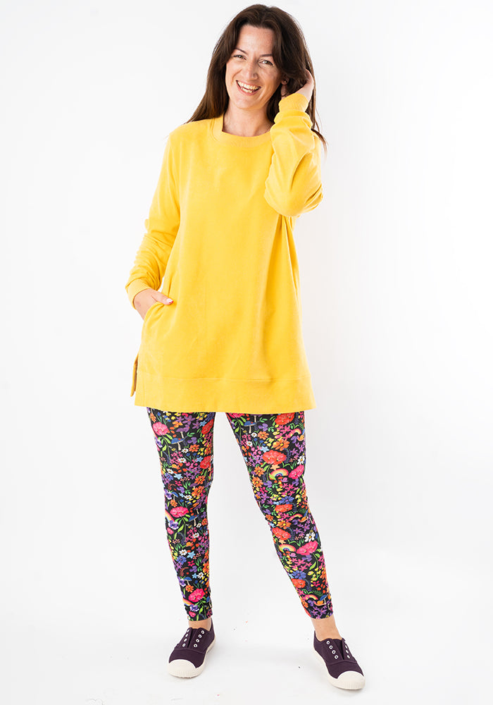 Third angle of Heath Garden Rainbow Print Leggings