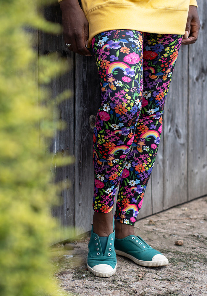 Front view of Heath Garden Rainbow Print Leggings