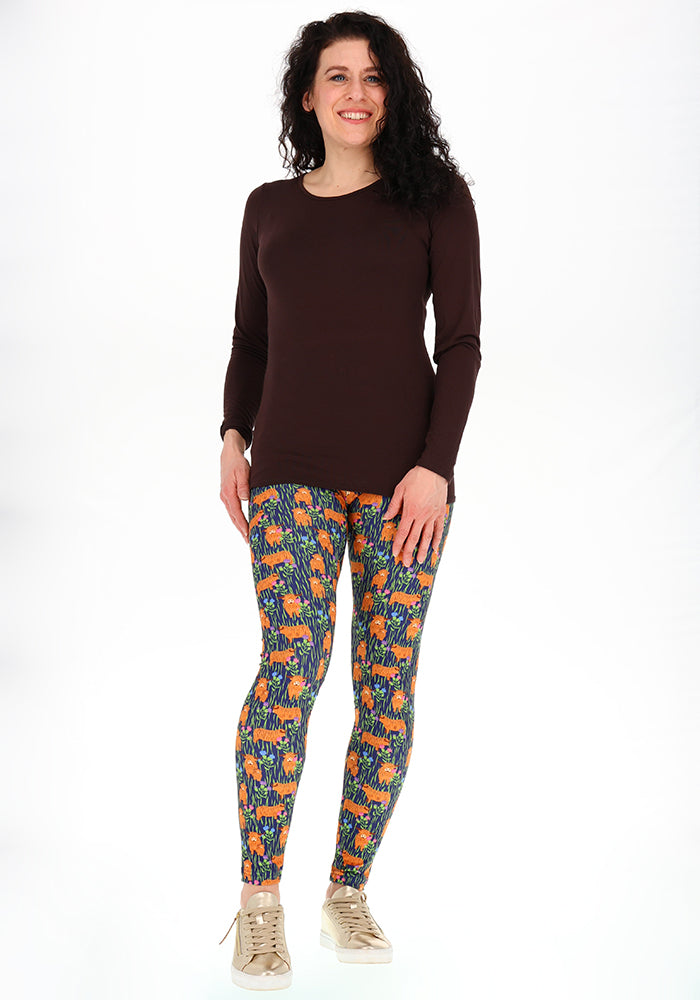 Second angle of Heath Highland Cow Print Leggings