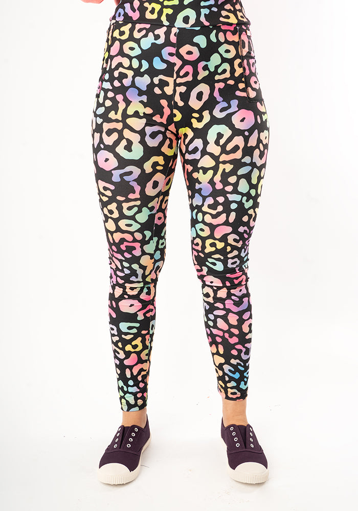 Front view of Heath Iridescent Animal Print Leggings