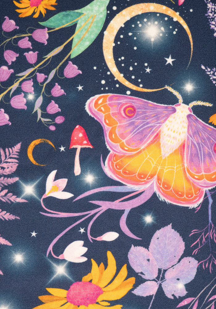 Second angle of Heath Purple Magical Moth Print Popsy Leggings