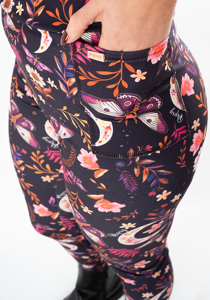 Third angle of Heath Moths &amp; Moon Print Leggings