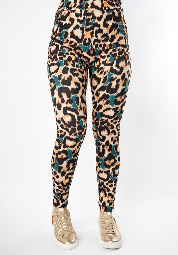 Fourth angle of Heath Natural Animal Print 2 Pocket Leggings
