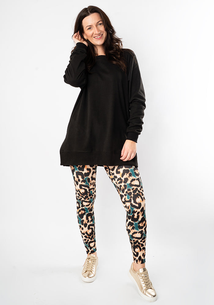 Third angle of Heath Natural Animal Print 2 Pocket Leggings