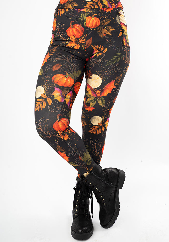 Heath Pumpkin & Bat Print Leggings