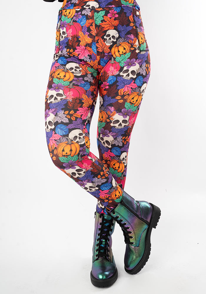 Heath Pumpkin & Skull Print Leggings