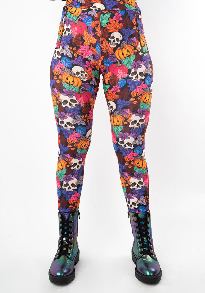 Heath Pumpkin & Skull Print Leggings