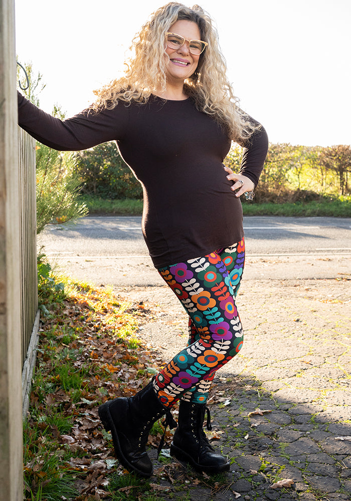 Tenth angle of Heath Retro Flower Print Leggings