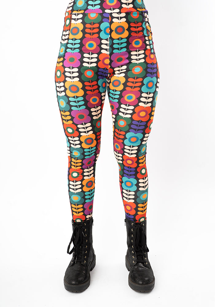 Third angle of Heath Retro Flower Print Leggings