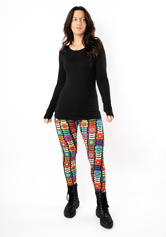 Fourth angle of Heath Retro Flower Print Leggings