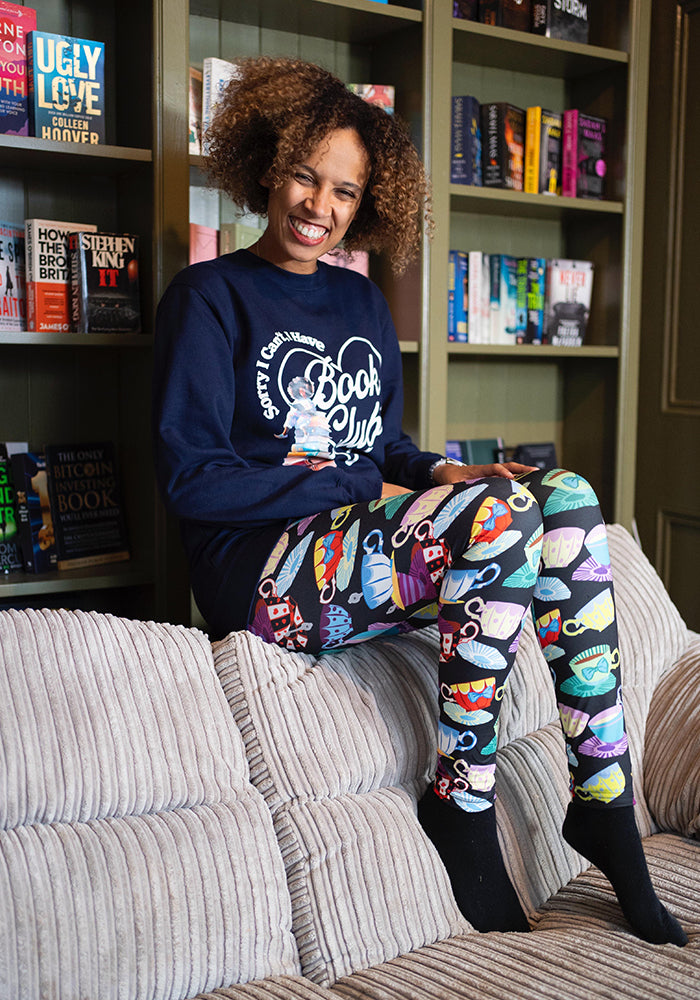 Third angle of Heath Tea Cup Stack Print Leggings