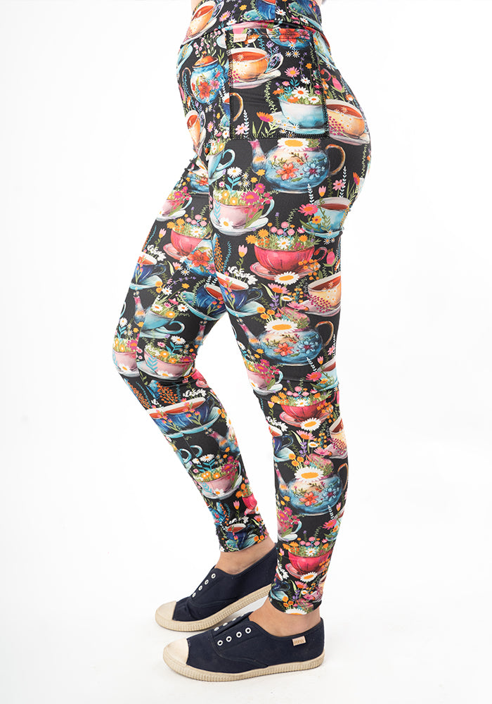 Third angle of Heath Tea Cup Print Leggings