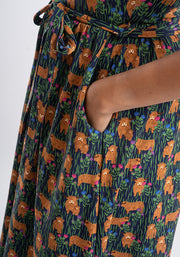 Heather Highland Cow Print Cotton Midi Dress