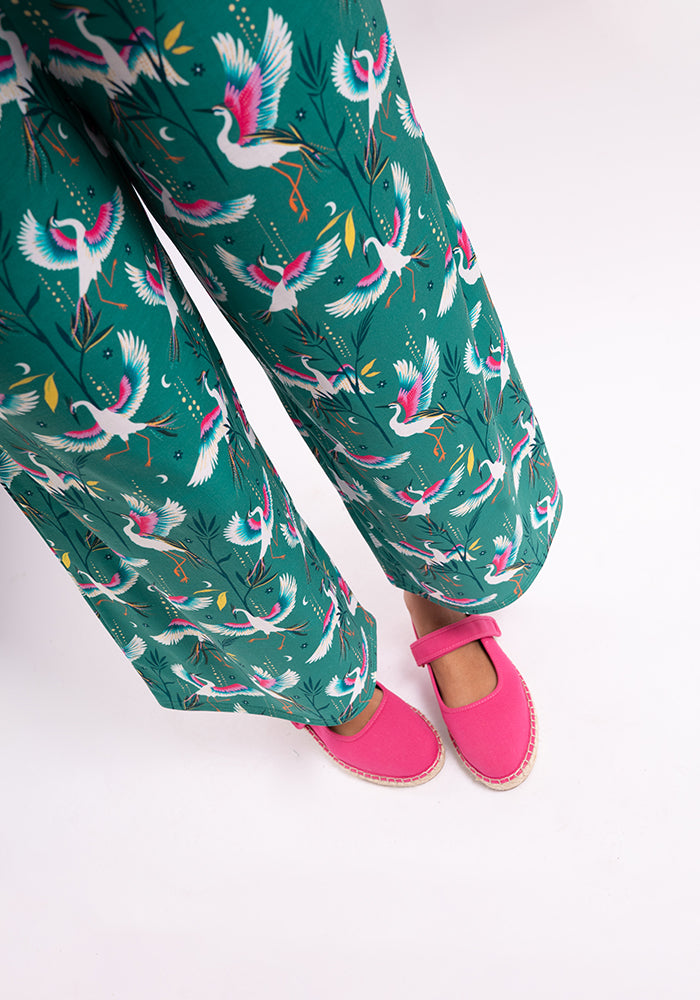 Hendri Dancing Herons Print Culotte Leg Jumpsuit