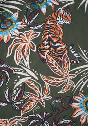 Henna Jungle Tiger Print Tiered Hem Midaxi Dress