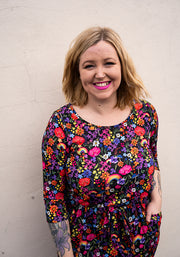 Hepsie Garden Rainbow Print Blouson Dress