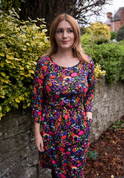 Hepsie Garden Rainbow Print Blouson Dress