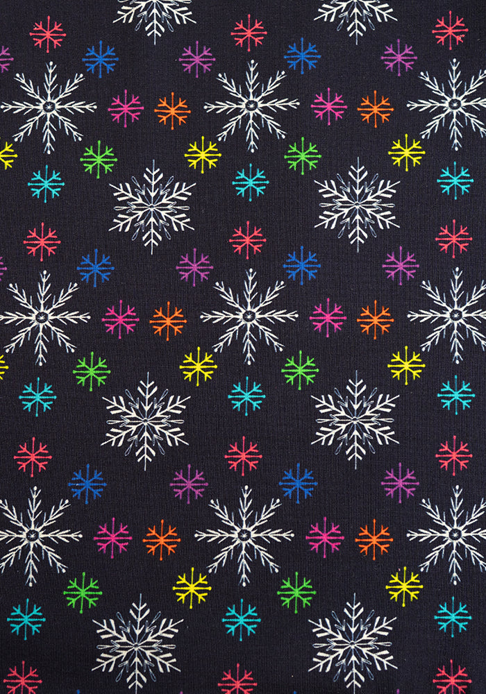 Hesper Colourful Snowflakes Print Cotton Midaxi Dress