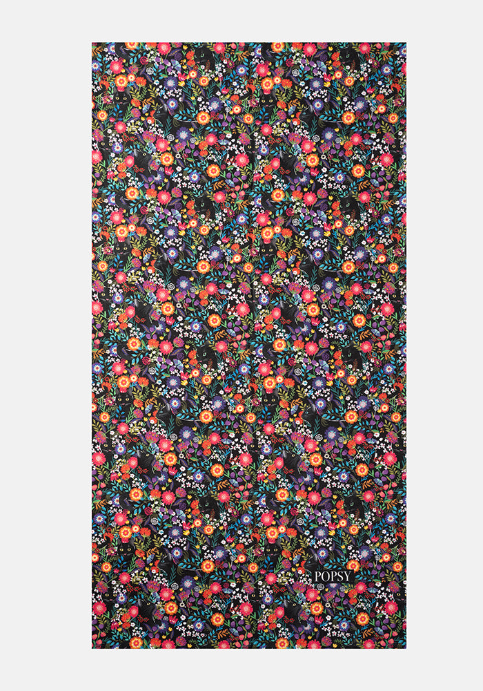 Front view of Hidden Cat Print Large Towel