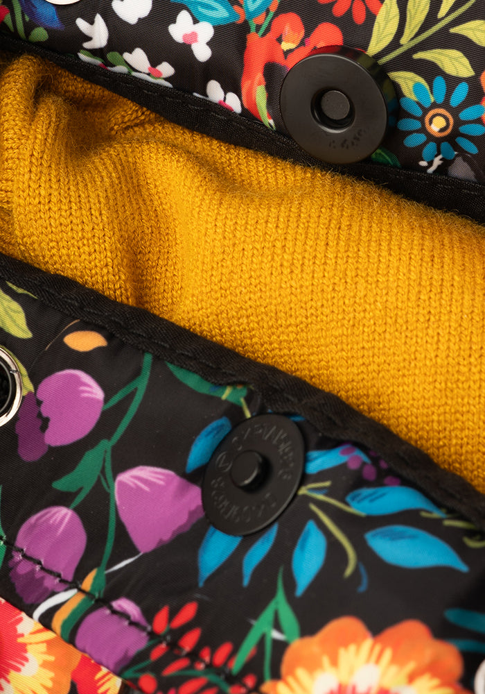 Fifth angle of Hidden Cat Floral Print Drawstring Rucksack