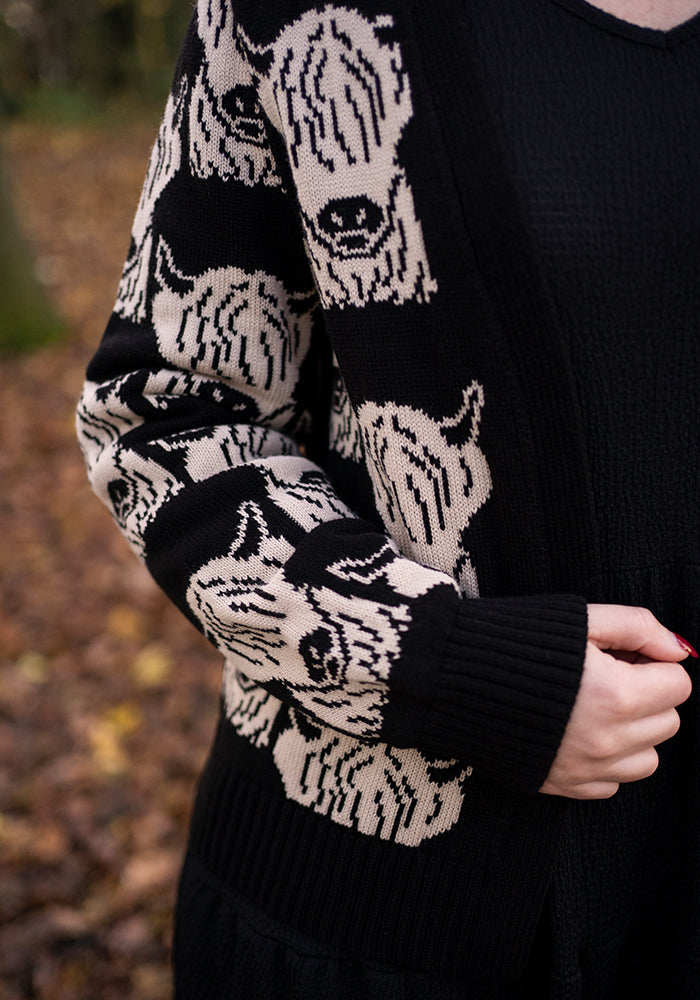 Third angle of Highland Cow Knit Cardigan