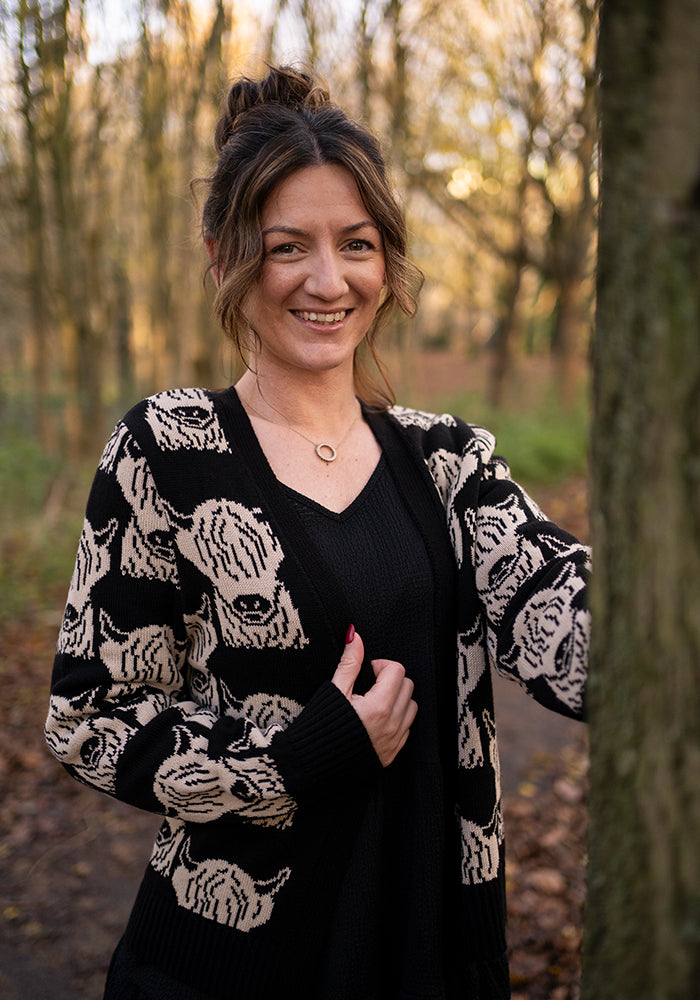 Sixth angle of Highland Cow Knit Cardigan