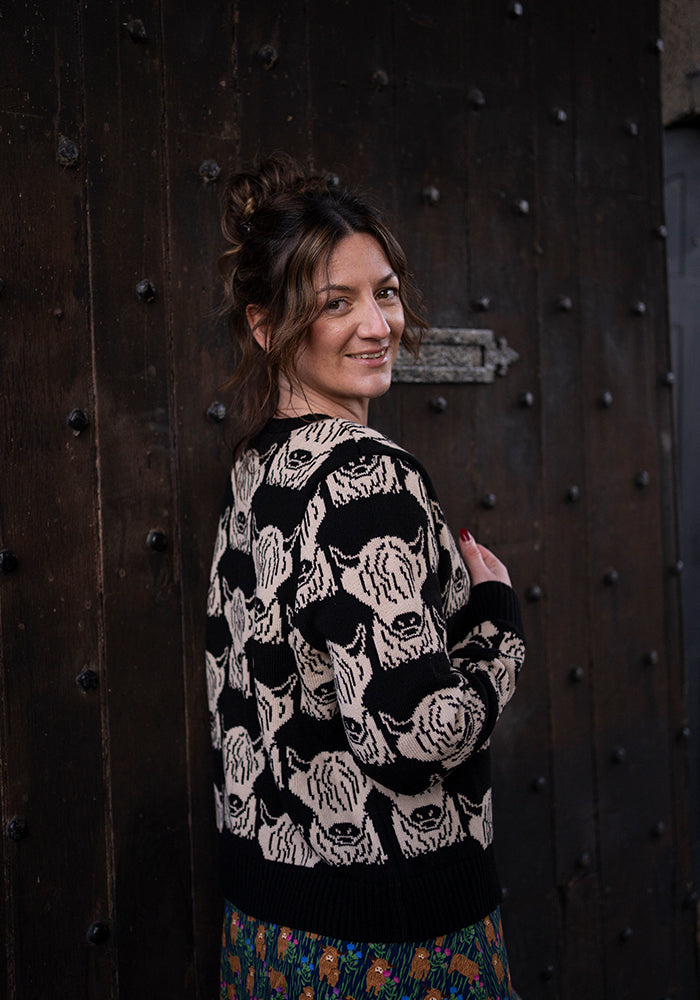 Fourth angle of Highland Cow Knit Cardigan