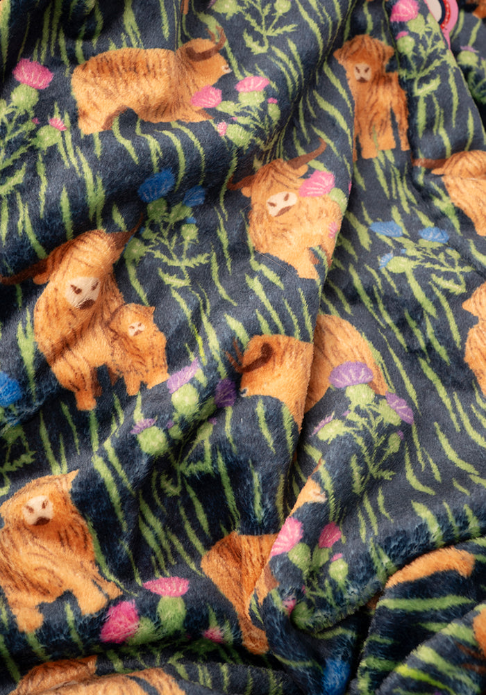 Highland Cow Print Hooded Dressing Gown